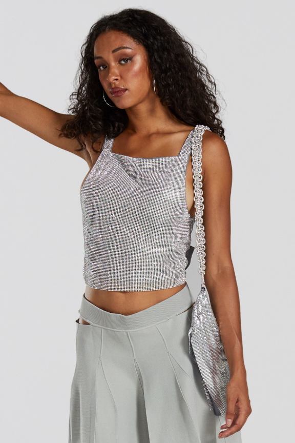 Rhinestone Cross Back Tank With Bow