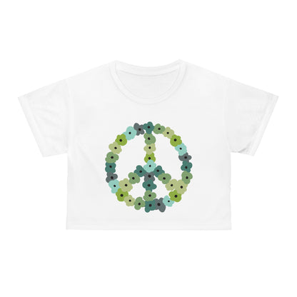 Green Poppy Peace Sign Crop Top