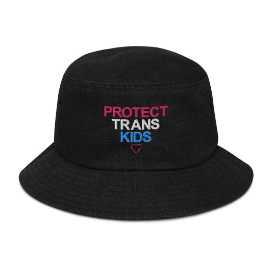 Protect Trans Kid Denim Bucket Hat