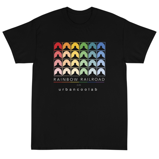 UrbanCoolab: Rainbow Railroad: RR - Blocks T-Shirt (Black)