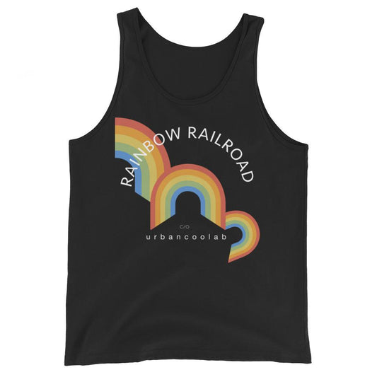 UrbanCoolab: Rainbow Railroad: RR - 'Rolling Rainbow' Tank Top (Black)
